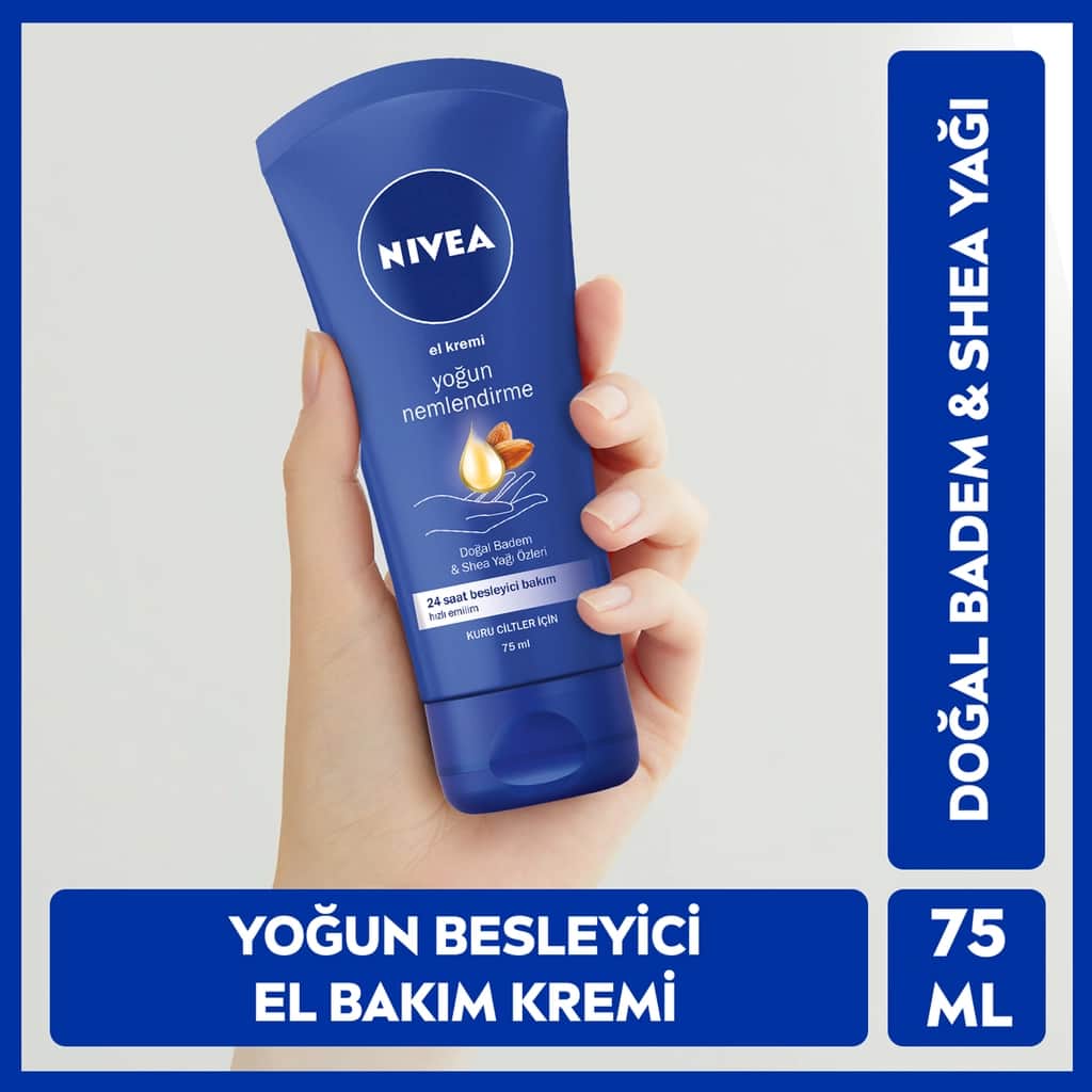 NIVEA مجموعة نيفيا للعناية بالشفاه الأصلية 4.8 جرام وكريم العناية باليدين المرطب المكثف 4.8 جرام + 75 مل