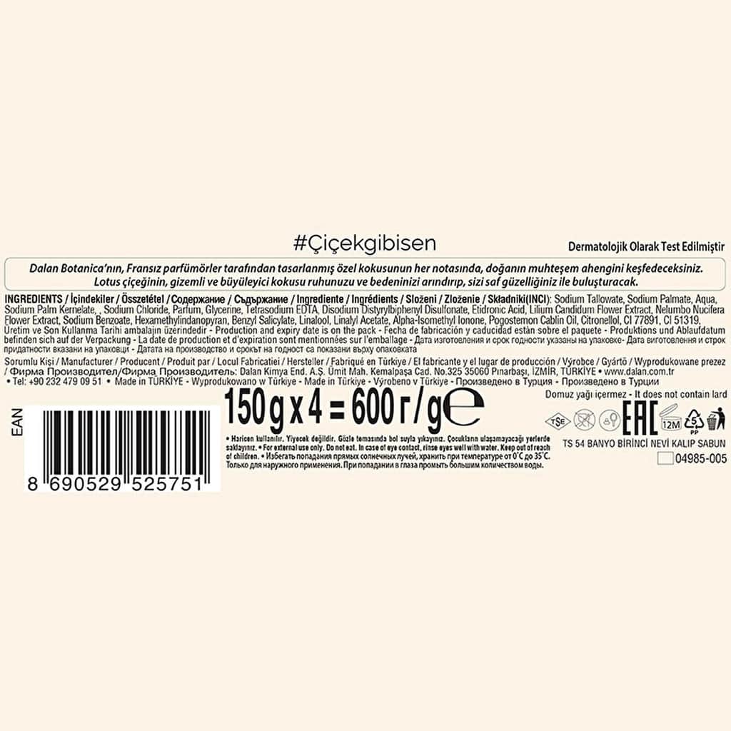 Dalan Botanica Lotus Bath And Shower Soap 4 x 150 gr