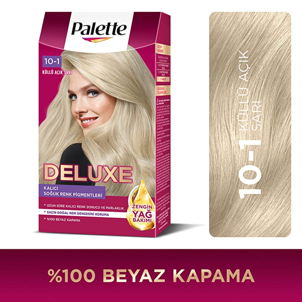 Palette صبغة شعر باليت ديلوكس 10-1 أشقر فاتح رمادي مع لمعان وعناية