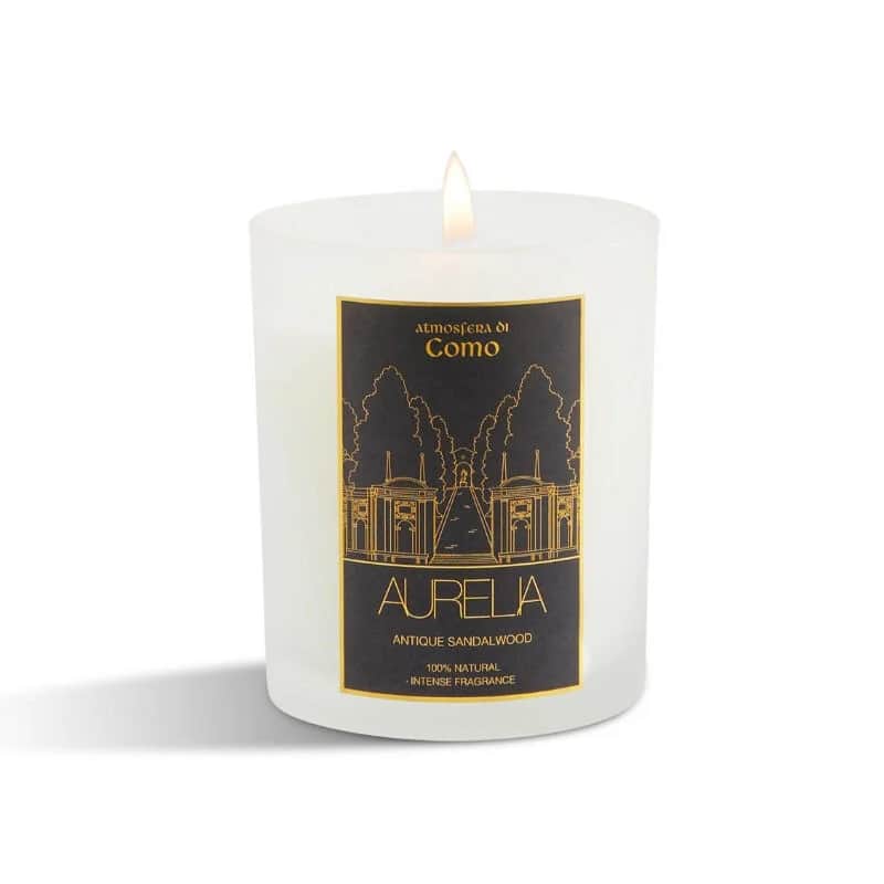 Aurelia Geneve شمعة أوريليا جينيف برائحة خشب الصندل، 180 غرام شفافة معطرة