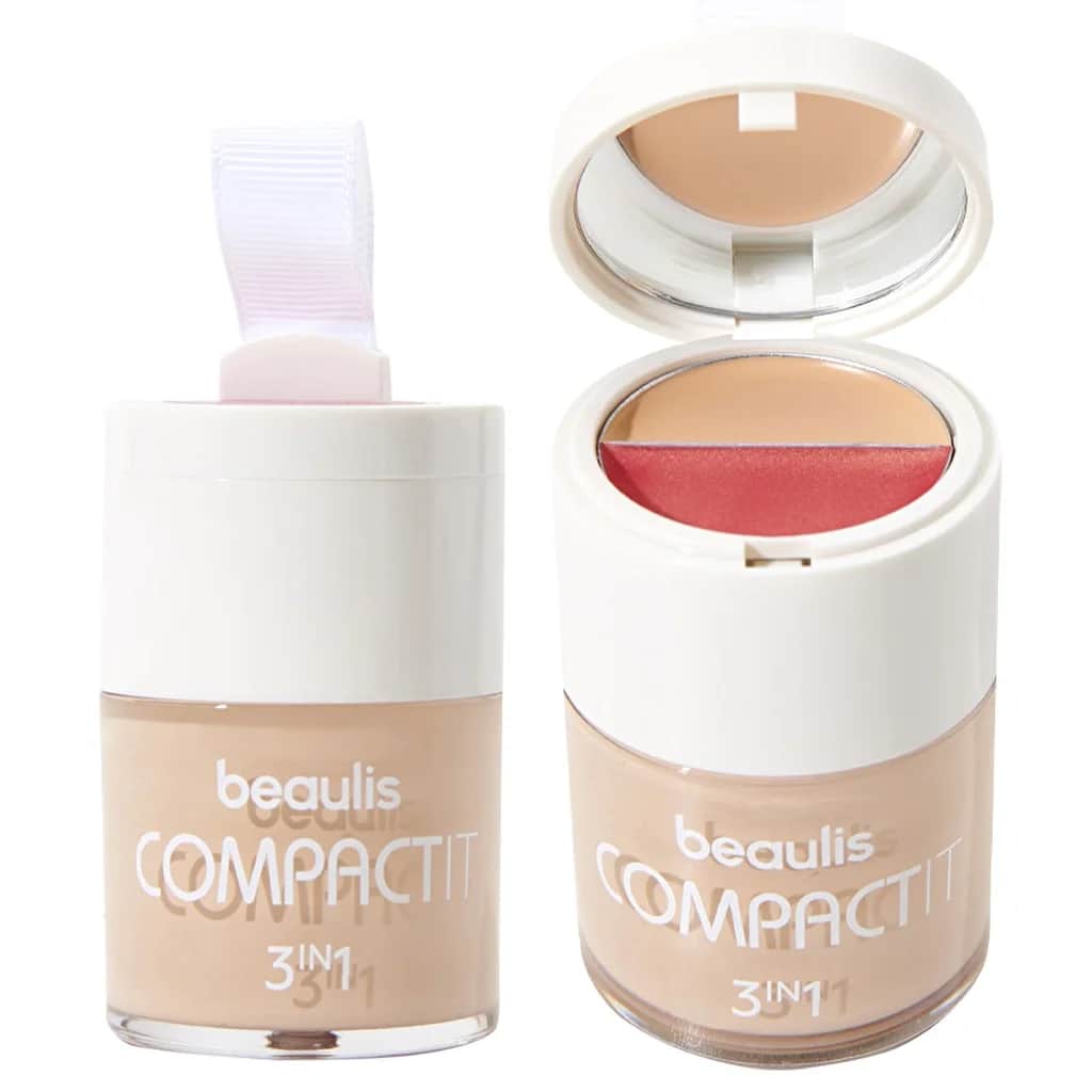 Beaulis كريم أساس وأحمر خدود وخافي عيوب من بيوليس كومباكت إت، رقم 108، إحساس رملي