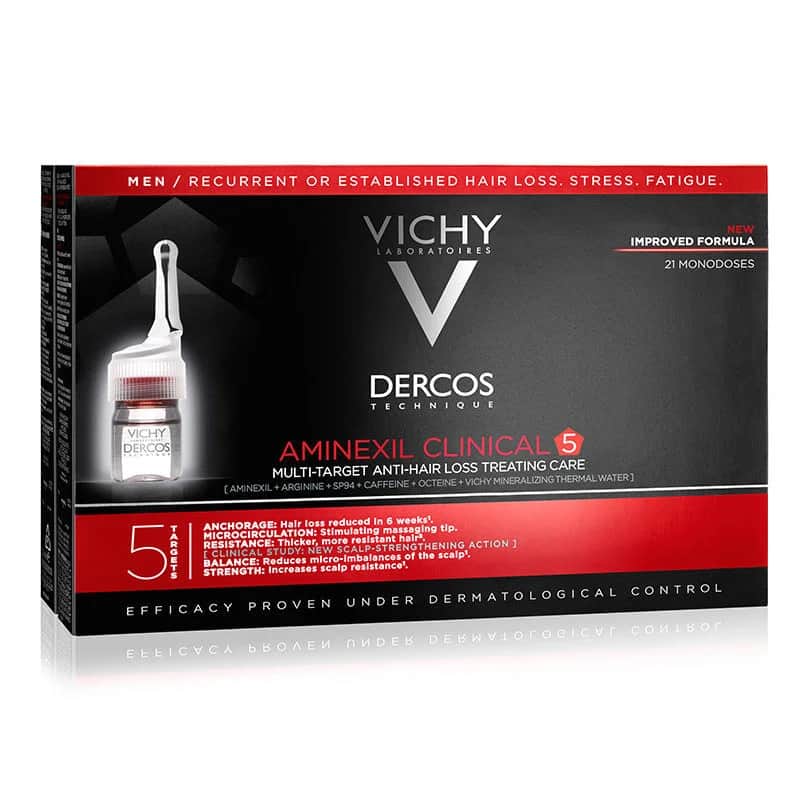 Vichy فيشي ديركوس أمينيكسيل كلينيكال ٥، ٢١ × ٦ مل سيروم مضاد لتساقط الشعر للرجال
