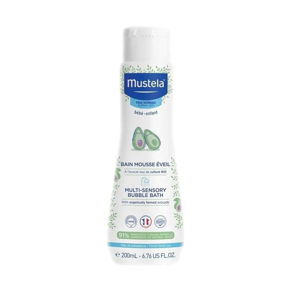 Mustela فقاعات جل الاستحمام العضوي بالافوكادو للجسم والشعر من موستيلا 200 مل