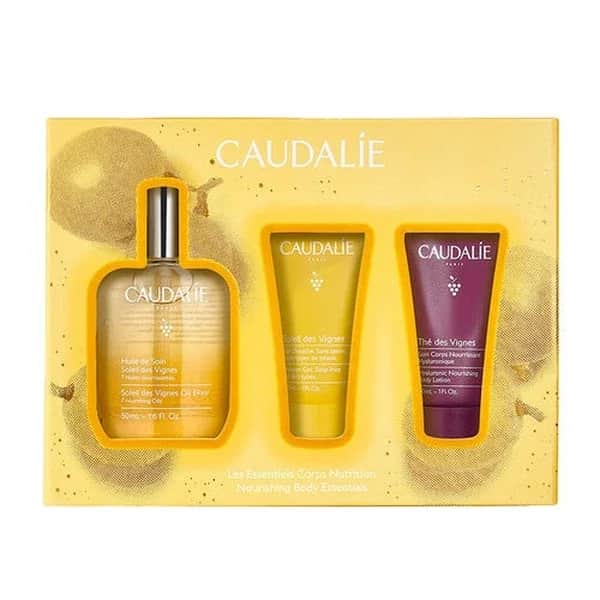 Caudalie مجموعة زيت كودالي سوليي دي فيني إكسير مزيج مغذي