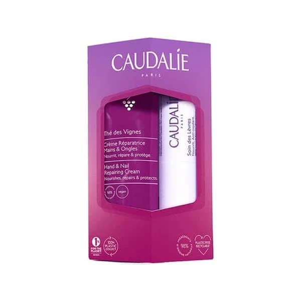 Caudalie مجموعة العناية باليدين والشفاه من كودالي دي فيني ثنائي مغذي