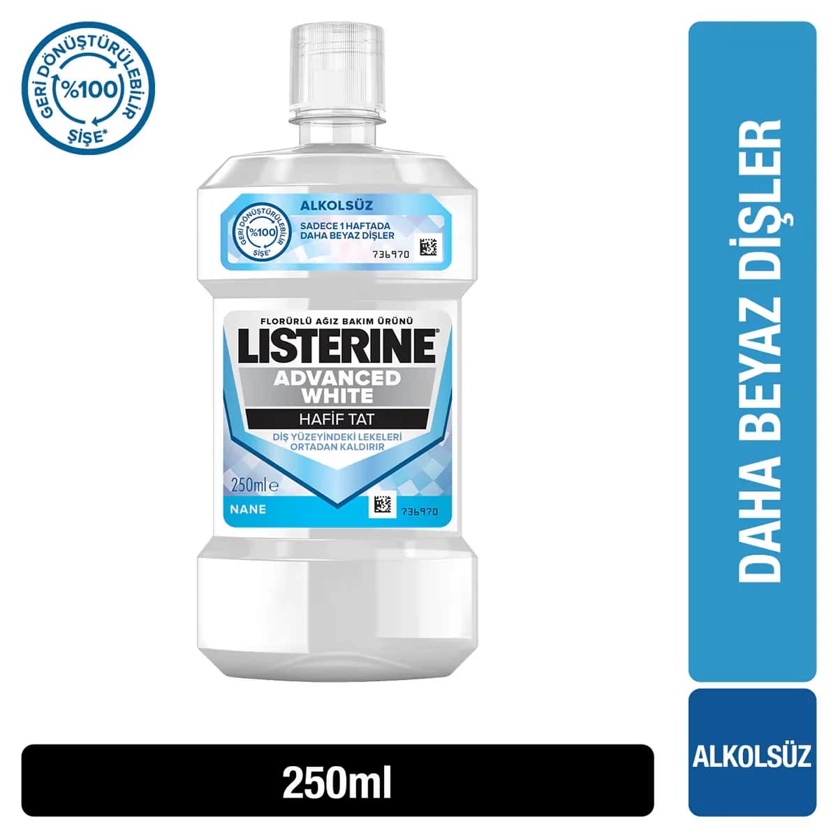 Listerine ليسترين ماء شطف الأسنان وايت لايت أدفانسد، 250 مل