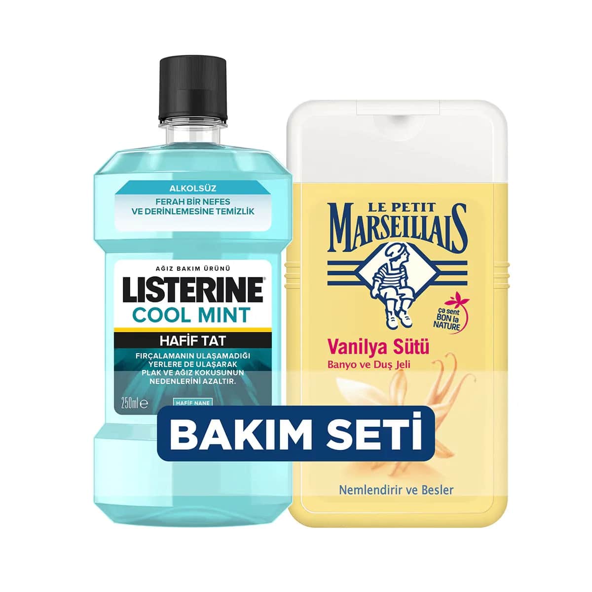 Listerine منتج ليسترين للعناية بالفم بنكهة النعناع المنعش 250 مل + جل الاستحمام لو بوتي مارسيليا 250 مل