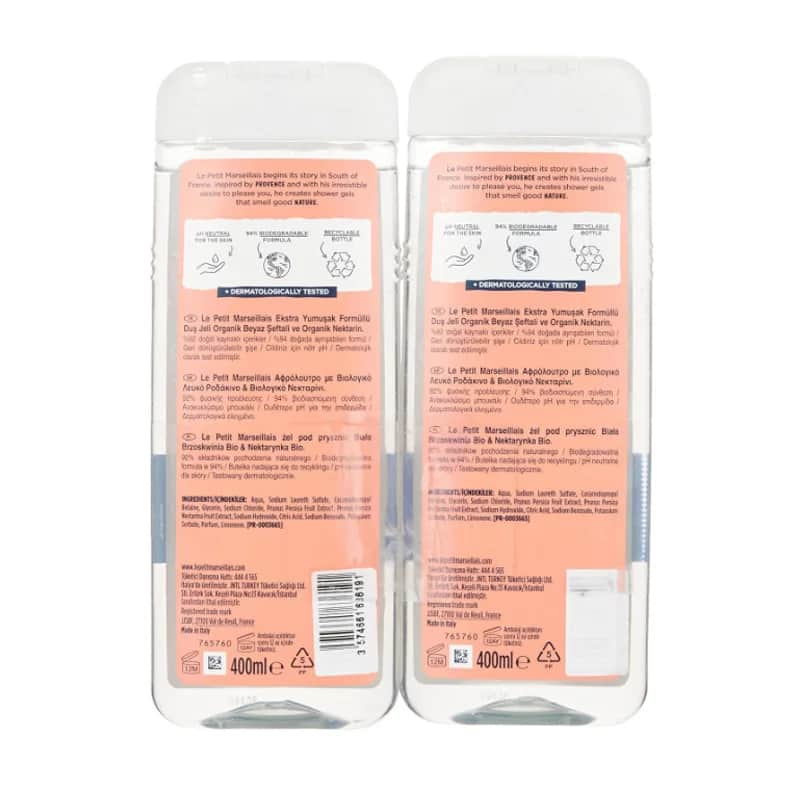 Le Petit Marseillais Shower Gel Peach &amp; Nectar 400 ml X2
