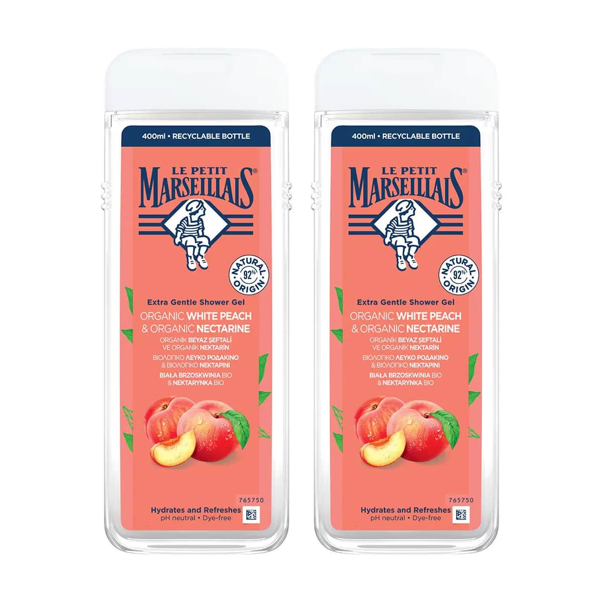 Le Petit Marseillais Shower Gel Peach &amp; Nectar 400 ml X2