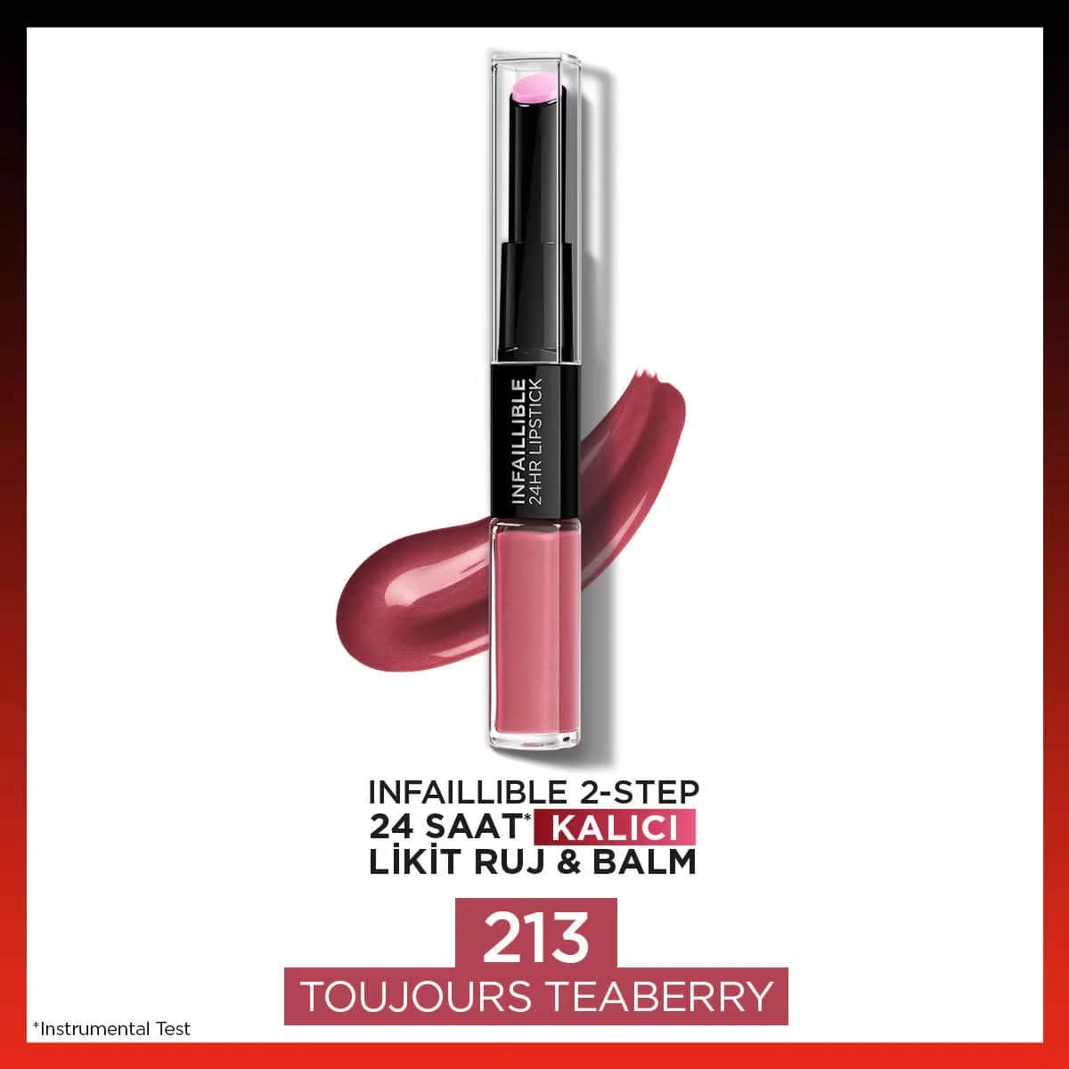L'Oreal Paris أحمر شفاه وبلسم سائل إنفيليبل 2 خطوة من لوريال باريس يدوم 24 ساعة 213 توجور تيبيري
