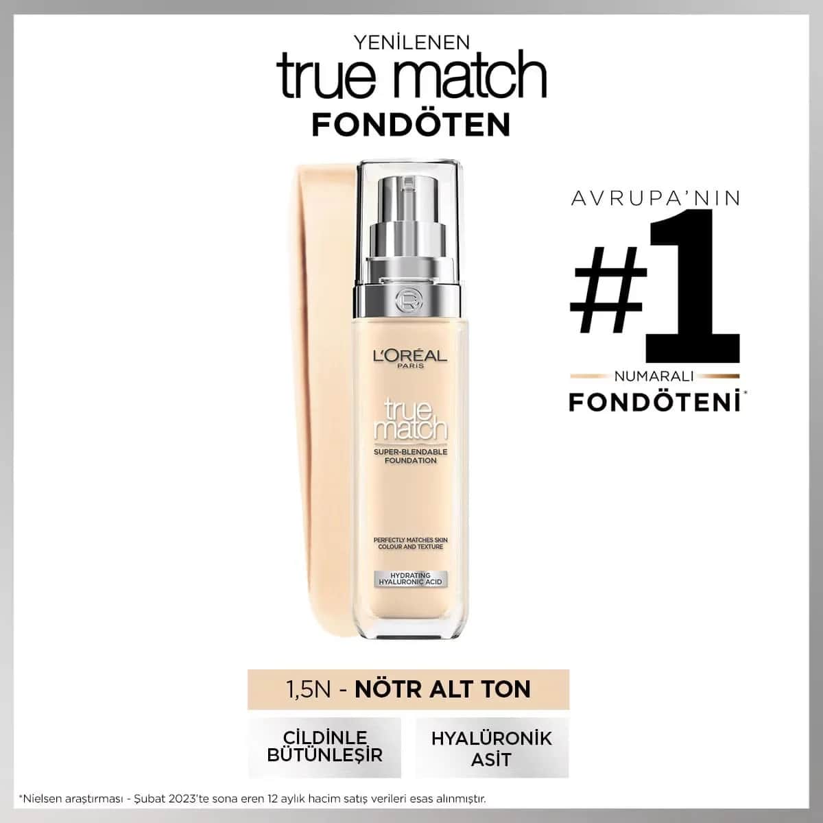 L'Oreal Paris كريم أساس لوريال باريس ترو ماتش 1.5 ن لينين 30 مل
