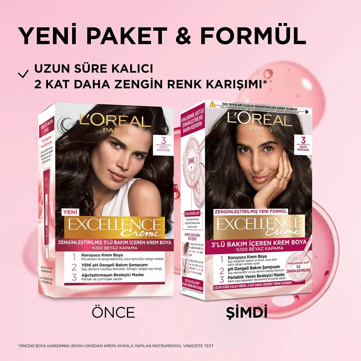 L'Oreal Paris صبغة شعر لوريال باريس إكسلنس كريم 3 كستنائي غامق
