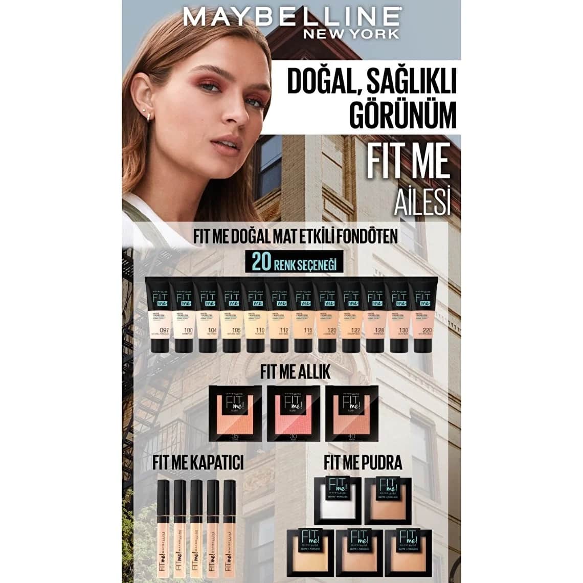 Maybelline كريم أساس فيت مي مات+بورليس من مايبيلين نيويورك، 118 بيج