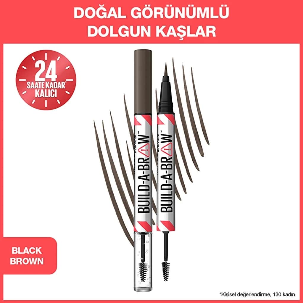 Maybelline قلم حواجب ميبيلين نيويورك بيلد أ براو 2 في 1 مع جل حواجب أسود وبني