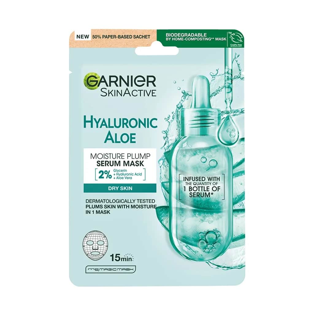 Garnier قناع غارنييه المنعش بحمض الهيالورونيك والصبار 28 جم
