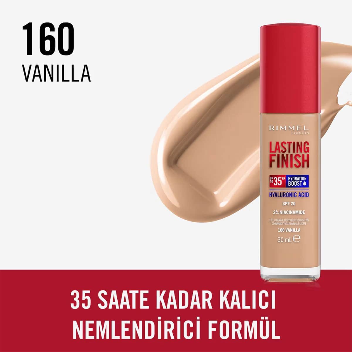 Rimmel London كريم أساس لاستينج فينيش من ريميل لندن، فانيليا، رقم 160