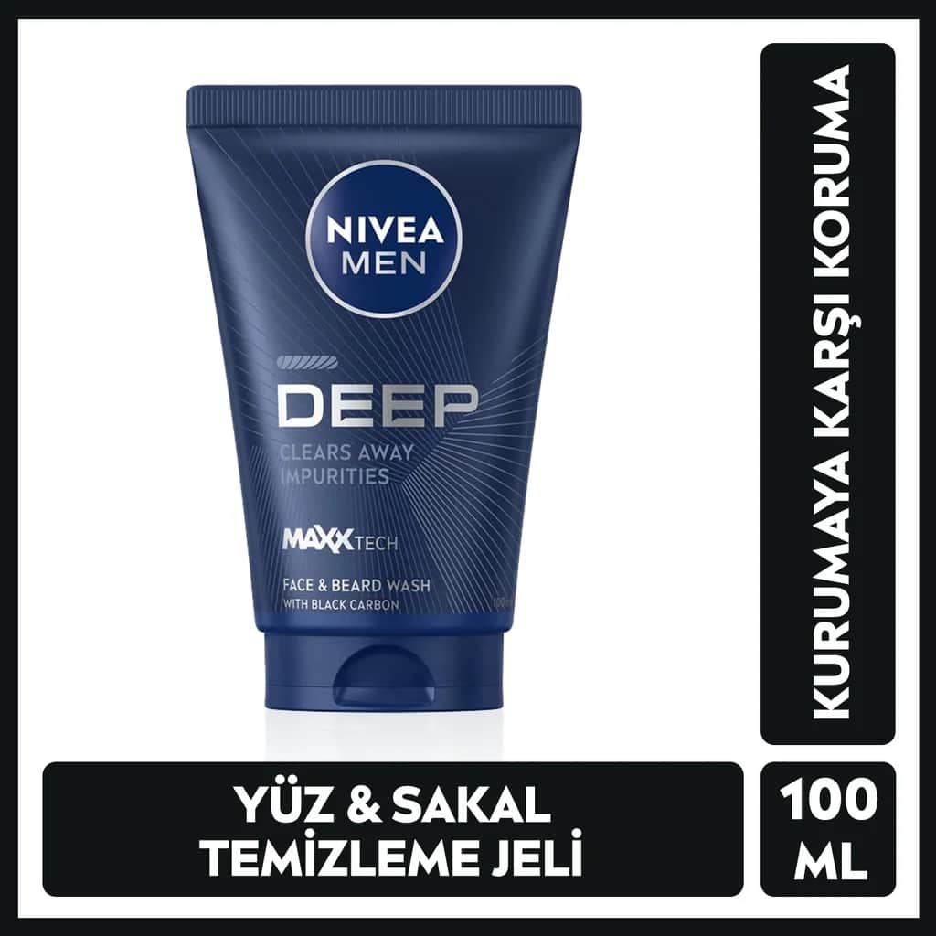 NIVEA غسول جل نيفيا ديب دايمنشن للوجه واللحية 100 مل
