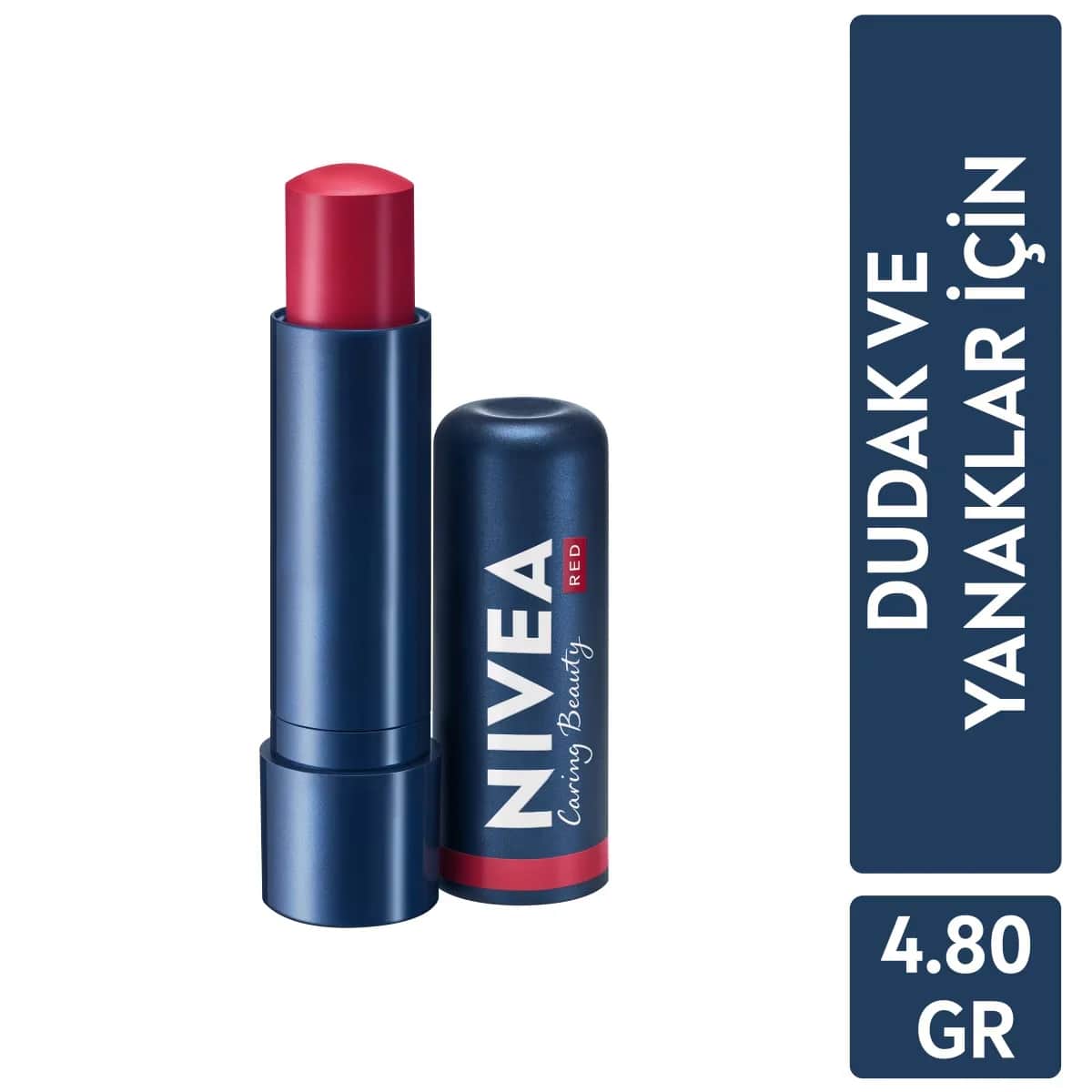 NIVEA مرطب الشفاه والخدود الملون من نيفيا كارينغ بيوتي بعامل حماية من الشمس 30، أحمر 4.8 غرام