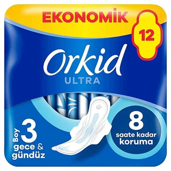 Orkid فوط أوركيد الصحية الليلية فائقة الجودة عبوة اقتصادية من 12 قطعة