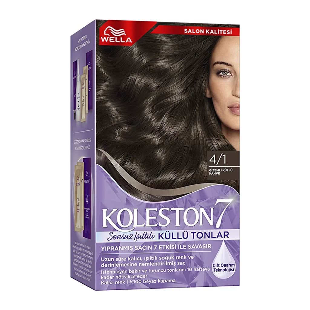 Wella Koleston مجموعة ويلا كوليستون 7 درجات لون رمادي فاتح 4/1 بني رمادي غامض