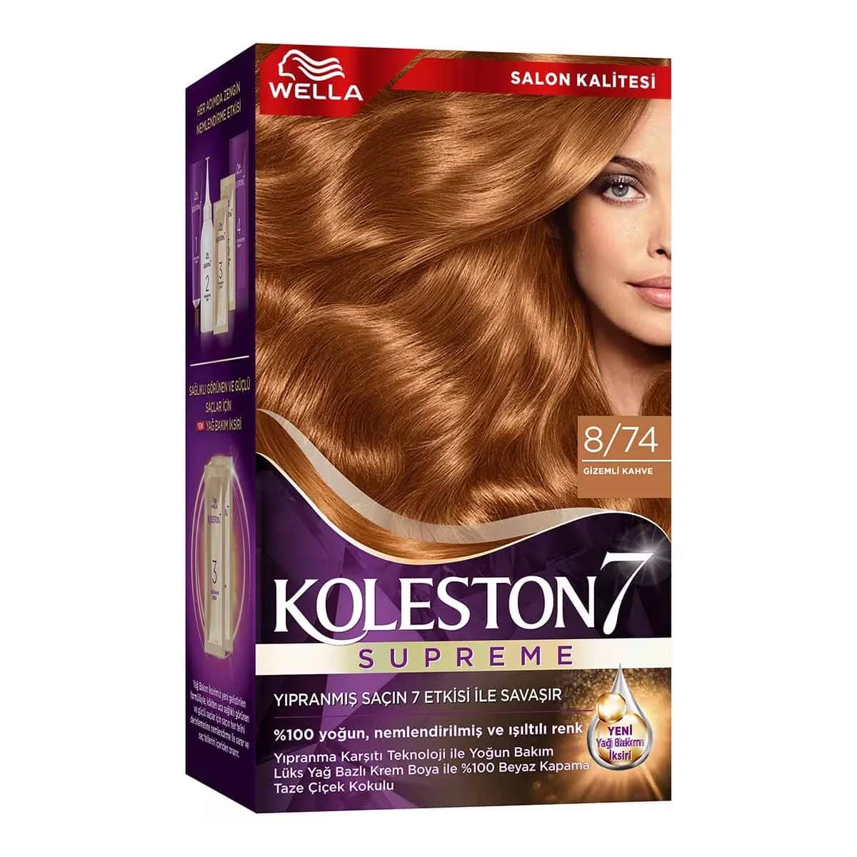 Koleston صبغة شعر كولستون ويلا سوبريم 8/74 بني غامض، قطعة واحدة