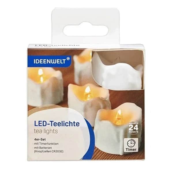 شموع LED صغيرة من ايدن ويلت مجموعة من 4 مع مؤقت وبطاريات Ideenwelt