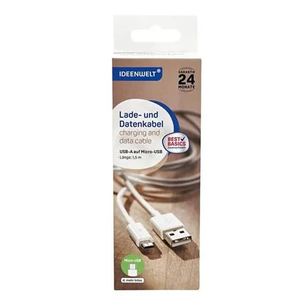كابل نقل البيانات والشحن USB-مايكرو 1.5 متر من ايدن ويلت Ideenwelt