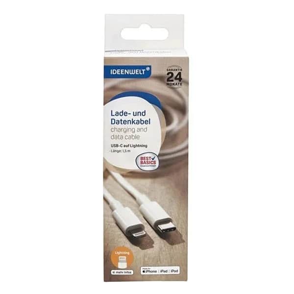 كابل نقل البيانات والشحن USB C-Lightning 1.5 متر من ايدن ويلت Ideenwelt