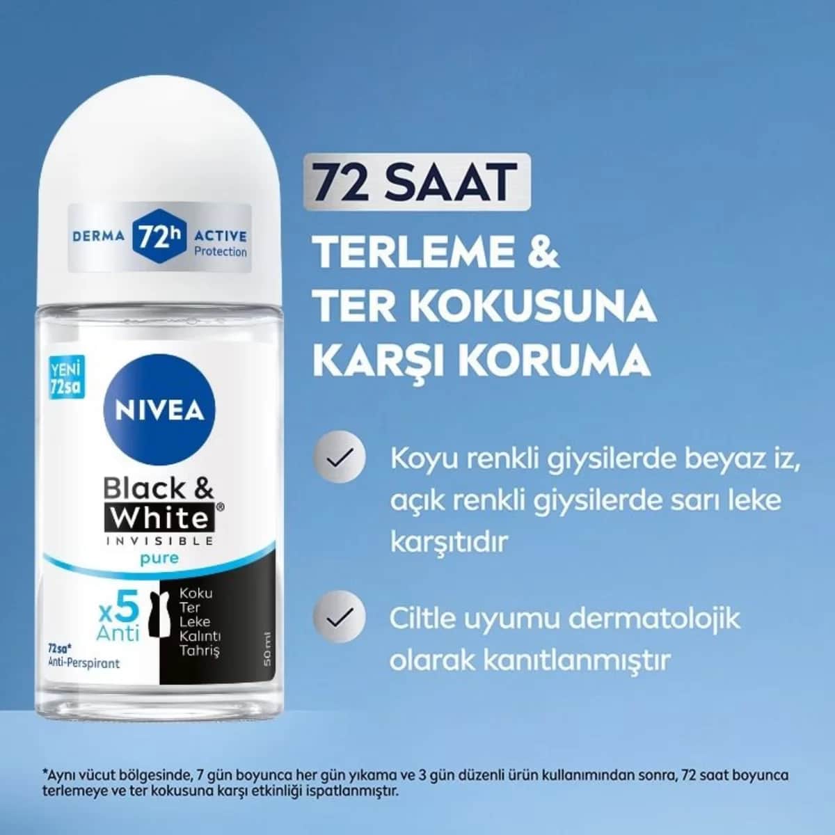 NIVEA نيفيا إنسيفيبل بلاك آند وايت بيور رول أون للنساء 50 مل