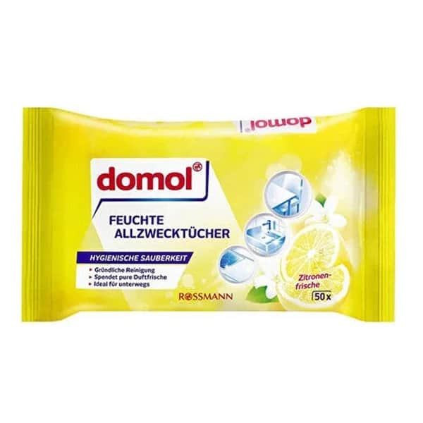 Domol مناديل دومول لتنظيف الأسطح برائحة الليمون، 50 قطعة
