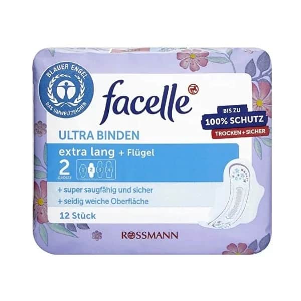 Facelle وسادة فيسيل ألترا إكسترا طويلة بالأجنحة 12 قطعة