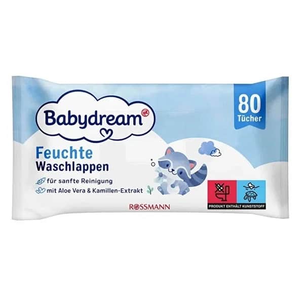 Babydream مناديل مبللة للأطفال من بيبي دريم، للبشرة الحساسة، بخلاصة الصبار، 80 منديلًا