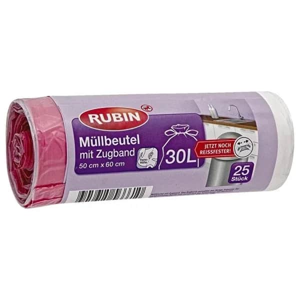 Rubin حبل أكياس القمامة روبين 30 لترًا 50 × 60 سم 25 قطعة