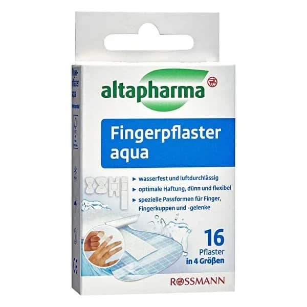 Altapharma ضمادة أصابع ألتا فارما أكوا المقاومة للماء، 16 قطعة بأربعة أحجام مختلفة