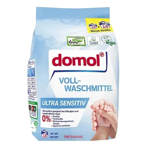 Domol مسحوق غسيل دومول فائق الحساسية 18 غسلة 1215 جرام
