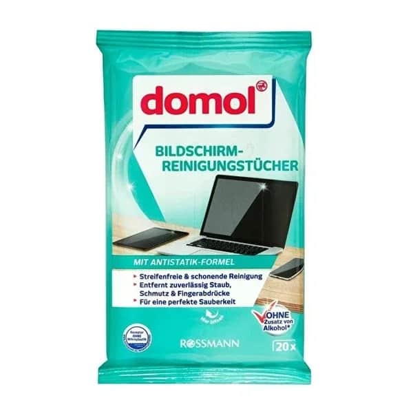 Domol مناديل تنظيف الشاشة من دومول مقاس 15×20 سم، 20 قطعة