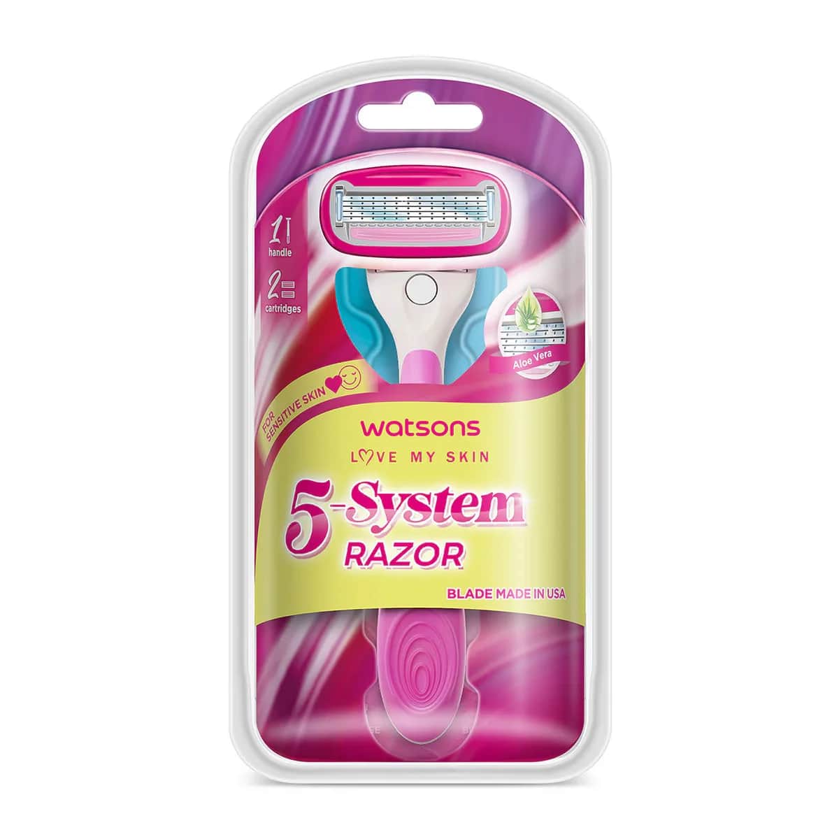 Watsons ماكينة حلاقة واتسونز النسائية ذات الخمس شفرات + شفرتين احتياطيتين