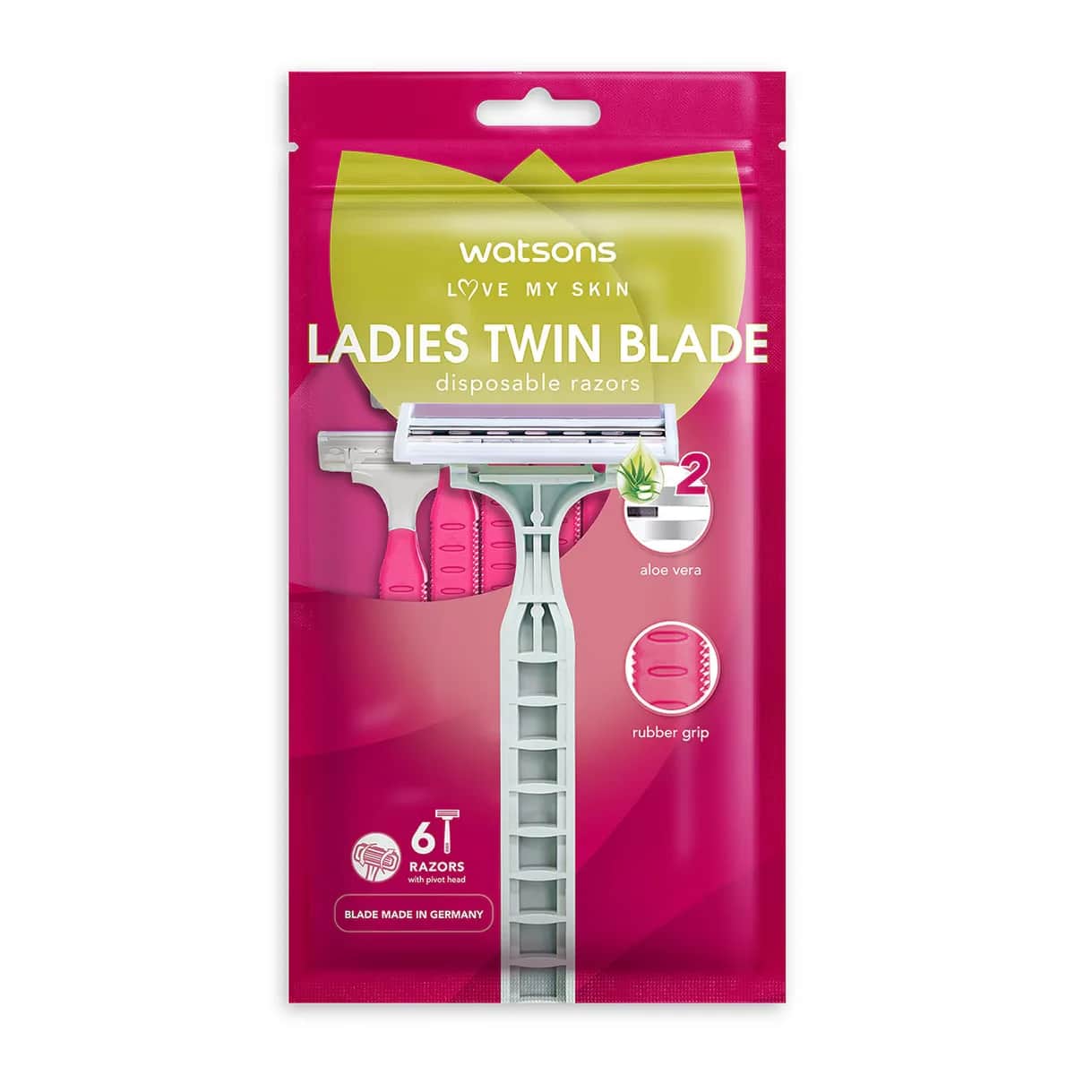 Watsons مجموعة شفرات حلاقة واتسونز النسائية ثنائية الشفرات للاستخدام مرة واحدة، مكونة من 6 قطع