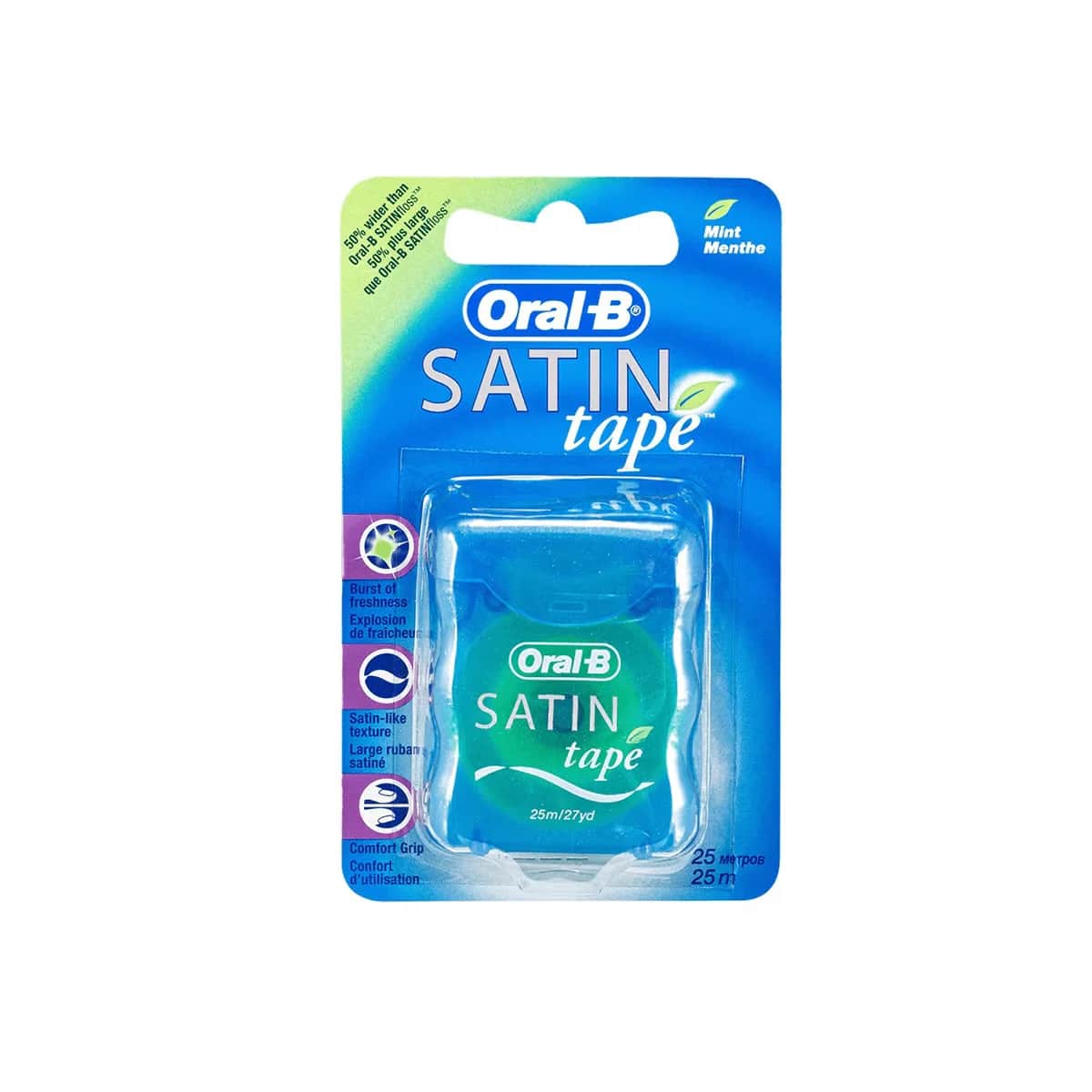 Oral-B خيط تنظيف الأسنان أورال-بي ساتان تاب الذي يعطي شعورًا بالانتعاش والنظافة 25 مترًا