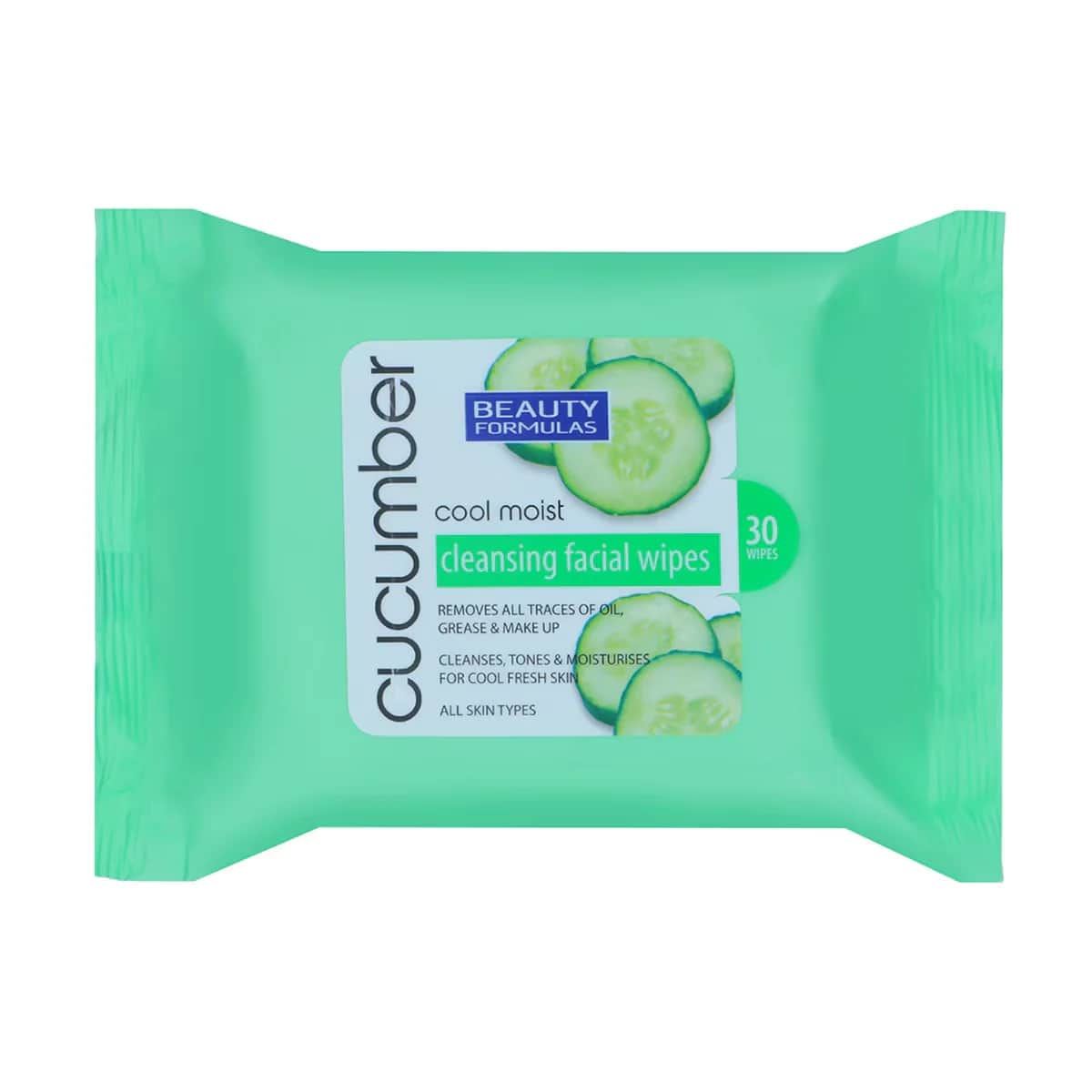 Beauty Formulas مناديل الوجه بالخيار من بيوتي فورميولا 30 منديلًا