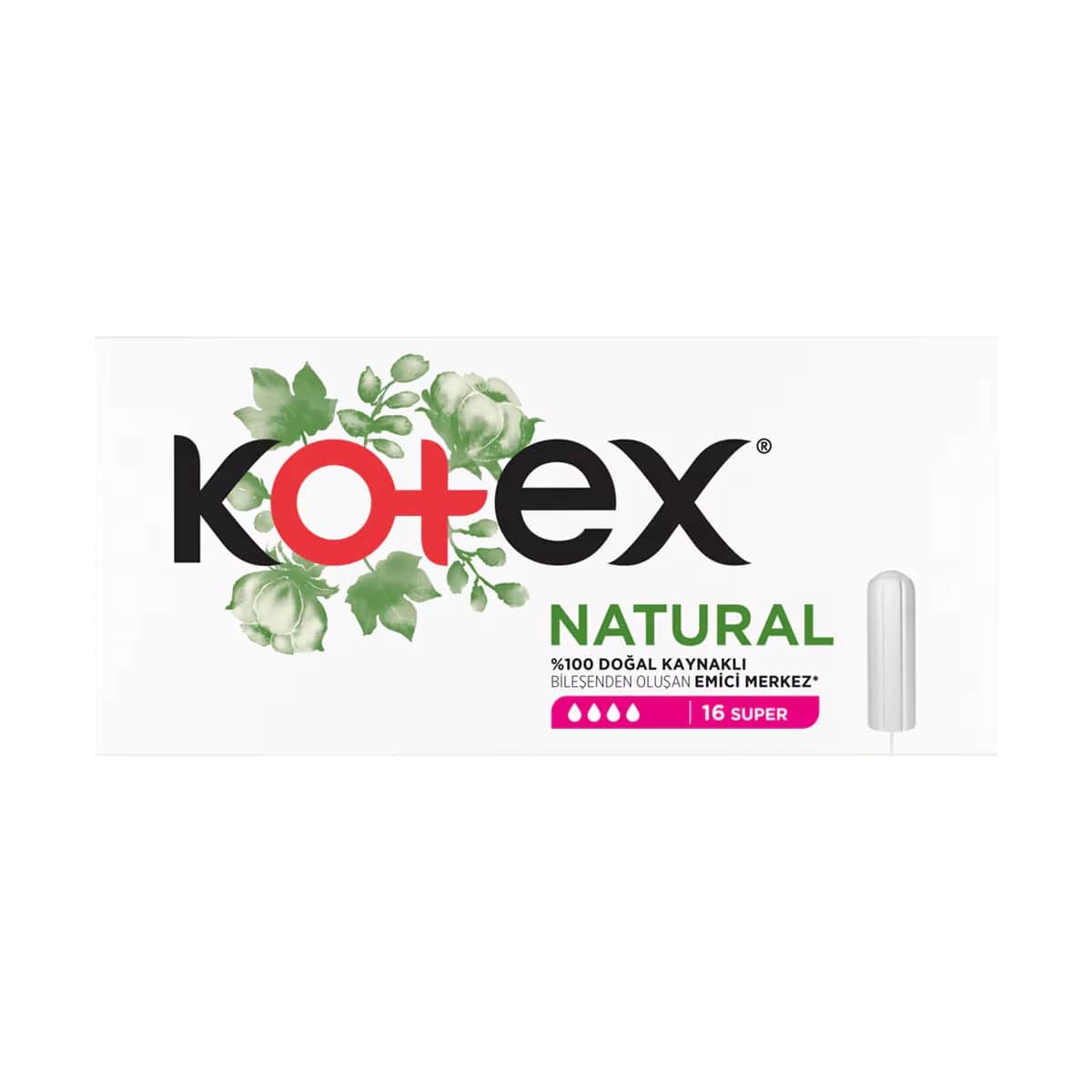 Kotex سدادة قطنية كوتكس الطبيعية سوبر 16