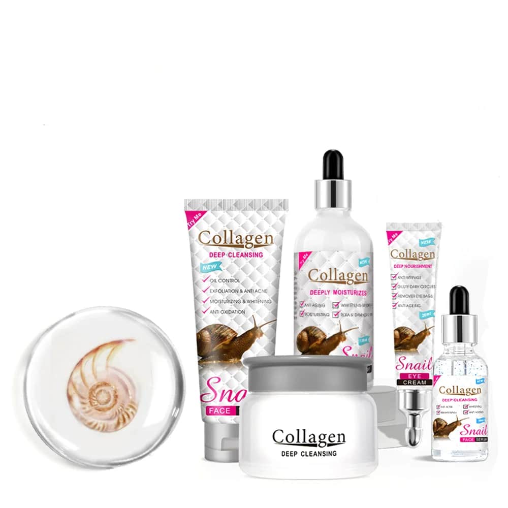 Cosmetic Solution مجموعة العناية بالبشرة بالكولاجين والحلزون خمسة منتجات من كوزماتك سوليوشن