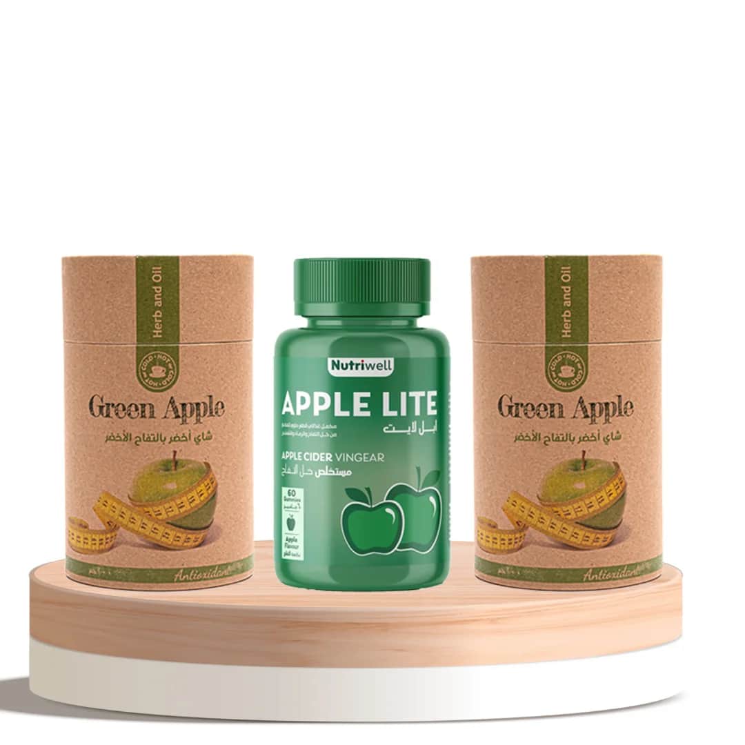 Nutri-Well كورس التفاح الاخضر  شاي وفيتامينات 3 منتجات