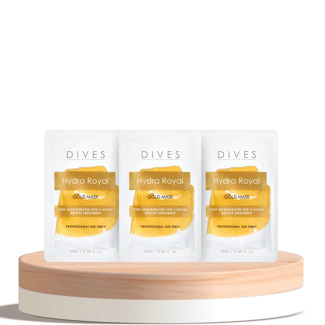 DIVES ثلاث منتجات ماسك الذهب للنظارة الملكية هيدرا رويال بالكولاجين الطبيعي الغرواني من ديفيس 35 مل