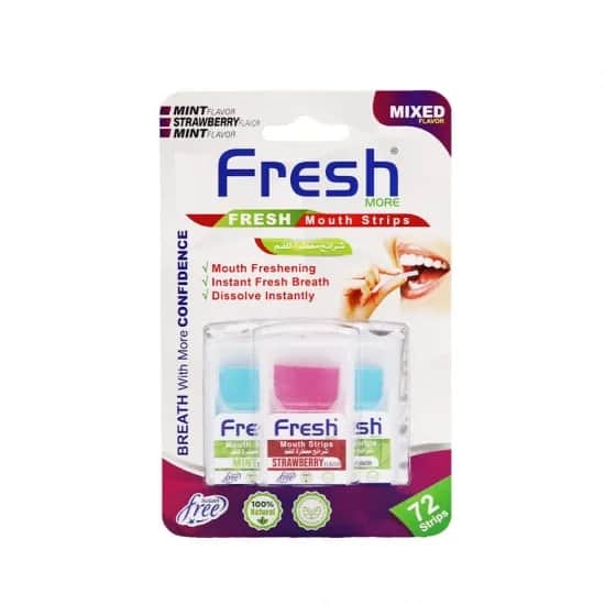 Fresh شرائح معطرة للفم مور بنكهة النعناع والفراولة من فريش 72 شريحة