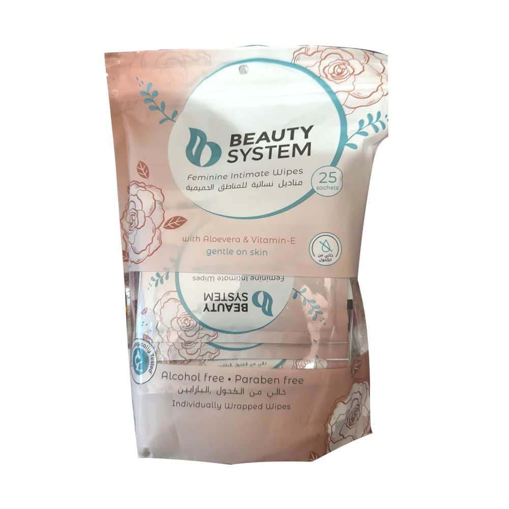 Beauty System مناديل نسائية للمناطق الحميمة 25 منديل من بيوتي سيستم