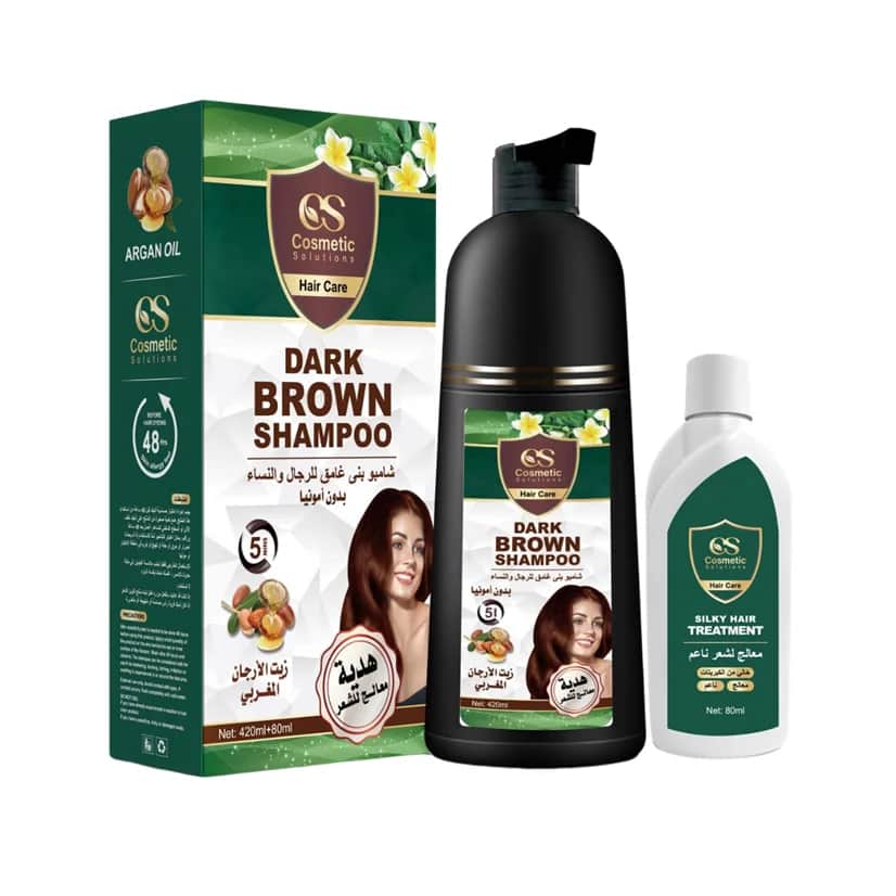 Cosmetic Solution شامبو صبغه للشعر بني بزيت الارجان + معالج من كوزماتك سوليوشن 420 مل