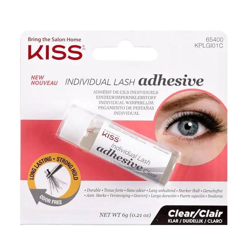 Kiss غراء رموش صناعية مفرد من كيس، لون شفاف 65400