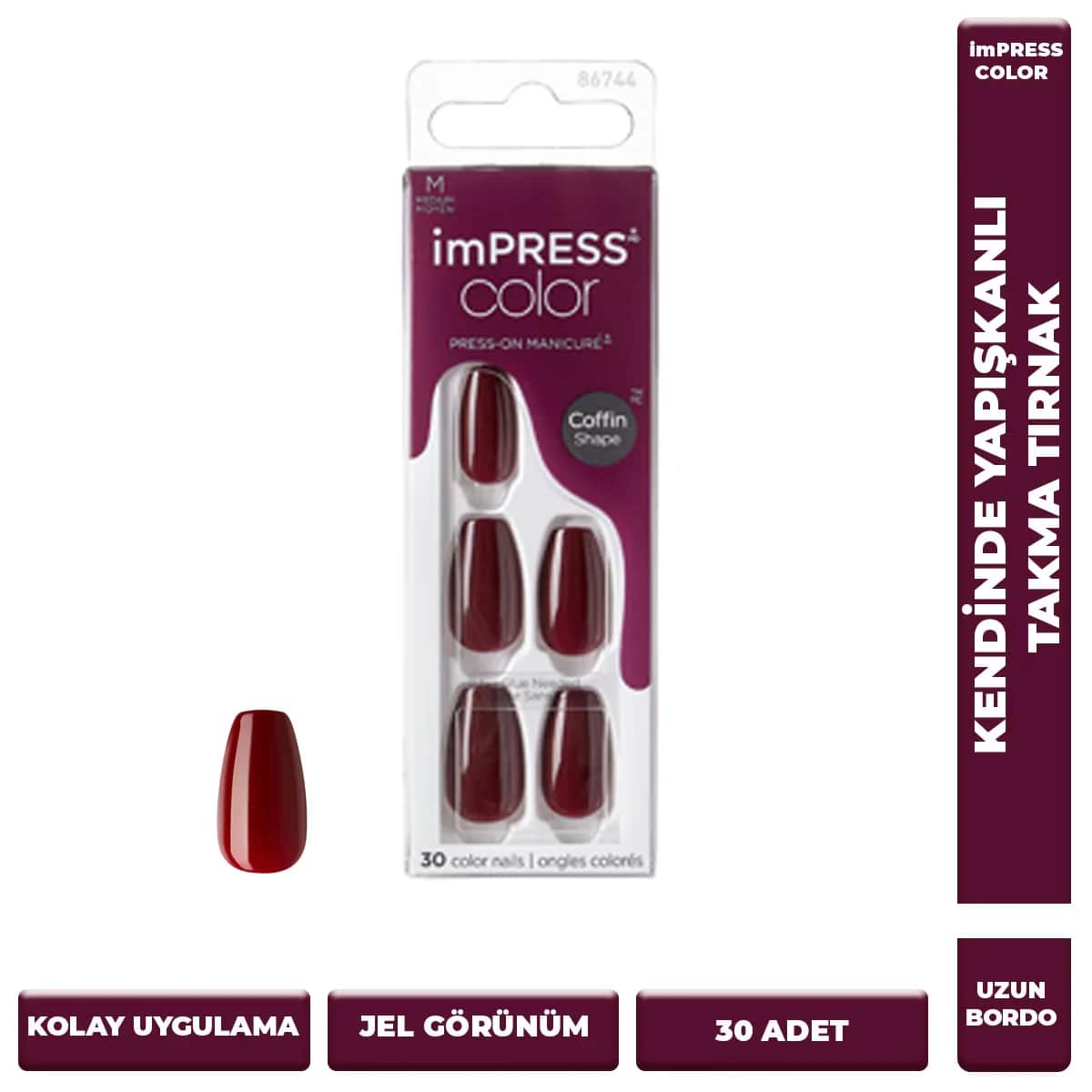 Impress Color Medium Coffin Shape Nails False Nails 86744