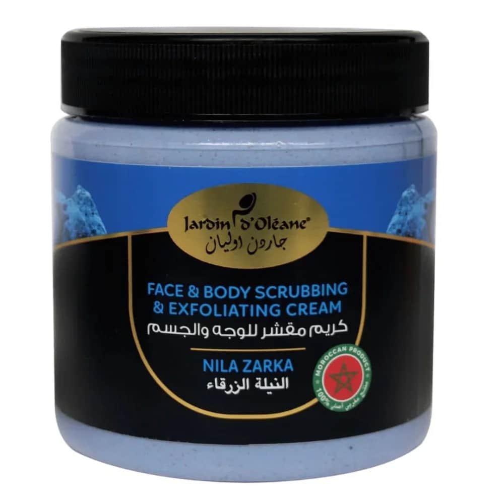 Jardin Oleane كريم مقشر للوجه والجسم بالنيلة الزرقاء من جاردن اوليان 500 جرام